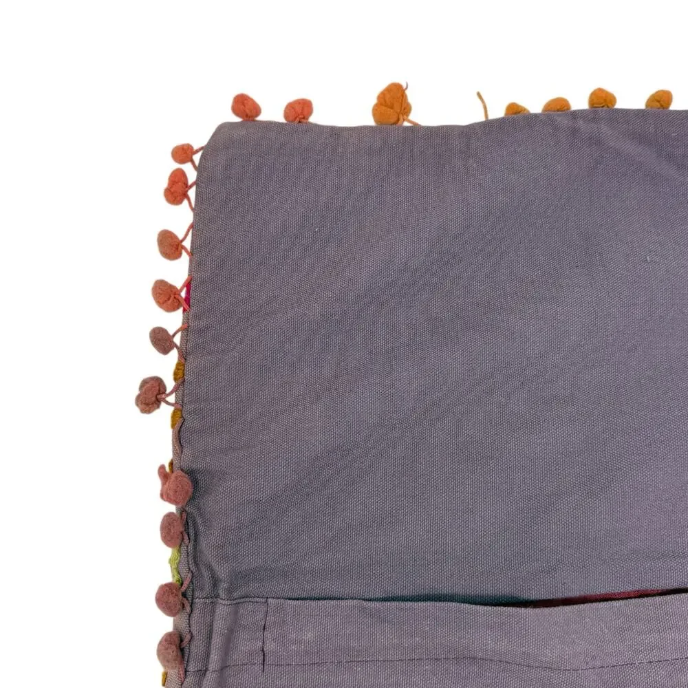 Hand Embroidered‎ Decorative Square Pillow Cover Bohemian Boho Style 15 x 16 in